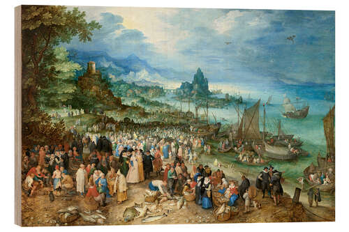 Holzbild Seehafen mit der Predigt Christi