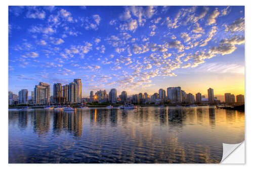 Selvklæbende plakat Sunrise over Vancouver