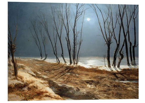 Tableau en PVC Paysage en hiver au clair de lune