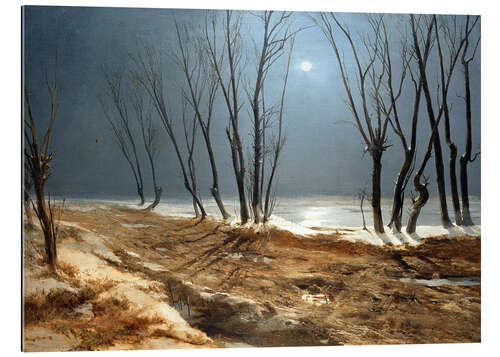 Quadro em plexi-alumínio Landscape in Winter at Moonlight