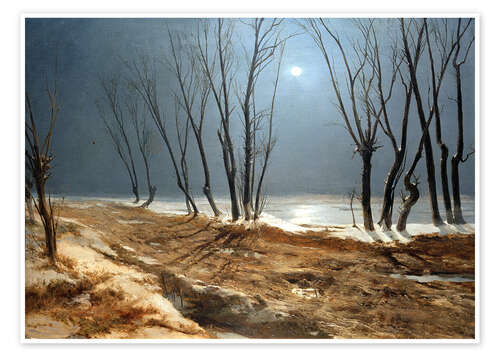 Poster Landschaft im Winter bei Mondschein