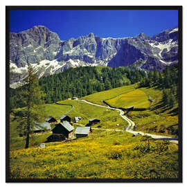 Gerahmter Kunstdruck Alm in den Dachstein Alpen