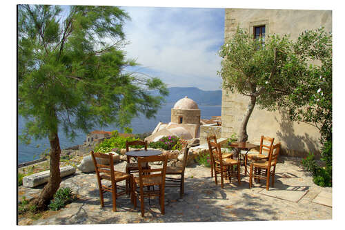 Aluminiumsbilde Stone terrace on the Mediterranean Sea