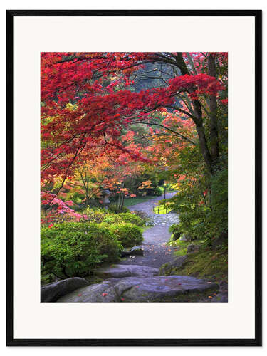 Plakat artystyczny premium w ramie Path in a Japanese garden