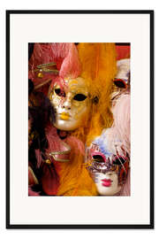 Gerahmter Kunstdruck Bunte Karnevalsmasken