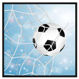 Gerahmter Kunstdruck Fußball im Netz