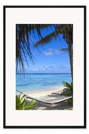 Gerahmter Kunstdruck Hängematte am sonnigen Strand