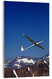 Wood print Glider pilots over the mountains