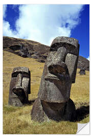 Selvklebende plakat Moai on Easter Island