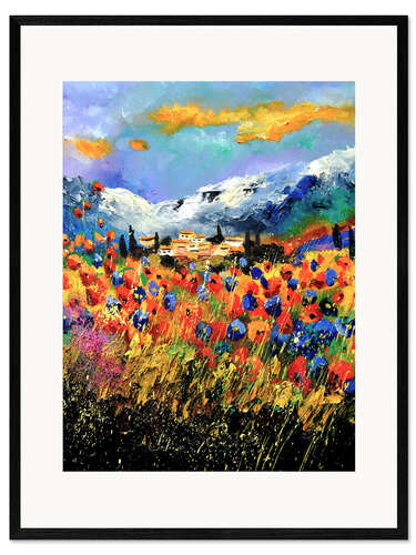 Impressão artística com moldura Field with wildflowers