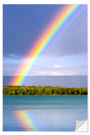 Självhäftande poster Rainbow on Lake Naknek