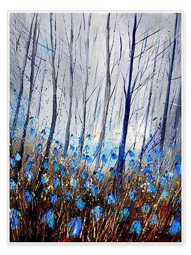 Poster Blue forest flowers