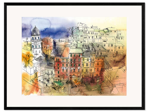 Gerahmter Kunstdruck Vernazza Blick vom Kastell