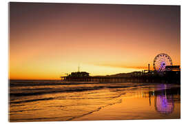 Acrylglasbild Santa Monica Pier am Abend