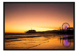 Gerahmter Kunstdruck Santa Monica Pier am Abend