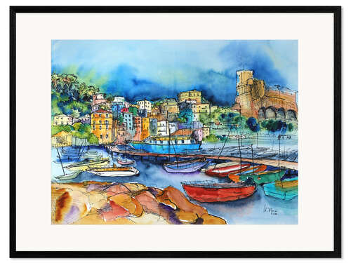 Gerahmter Kunstdruck Lerici Ligurien Am Hafen