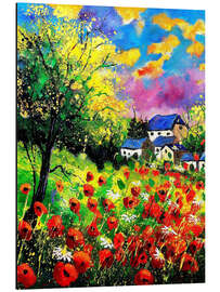 Tableau en aluminium Paysage avec des coquelicots