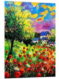 Foam board print Landscape with poppies