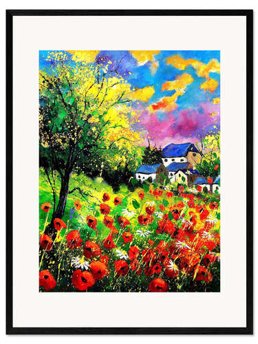Kehystetty taidepainatus Landscape with poppies