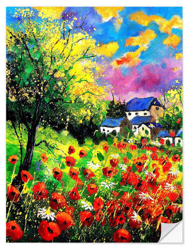 Autocolante decorativo Landscape with poppies