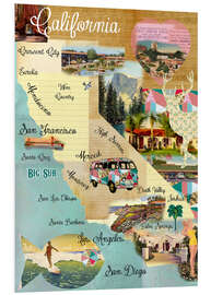 Foam board print Vintage California Map Collage Poster on wooden background