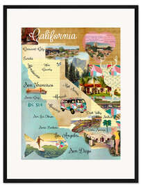 Gerahmter Kunstdruck Retro Kalifornien Collage