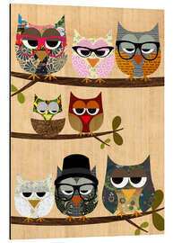 Aluminium print Nerd owls on branches - my friends and me