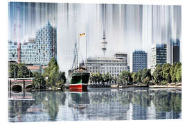 Tableau en verre acrylique  Speicherstadt d&#039;Hambourg, collage abstrait - Städtecollagen