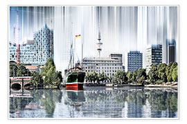 Plakat Hamburg Germany World Skyline