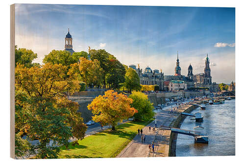 Wood print Historic Center of Dresden Germany