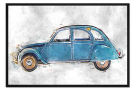 Gerahmter Kunstdruck Oldtimer - blau