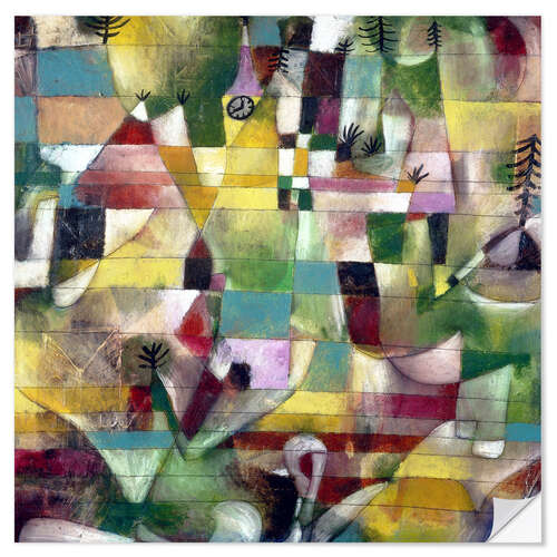 Vinilo para la pared Landschaft mit gelbem Kirchturm, 1920
