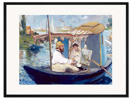 Gerahmter Kunstdruck Die Barke (Monet in seinem schwimmenden Atelier)