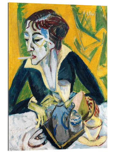 Galleritryck Erna with cigarette (Ernaporträt in blue)