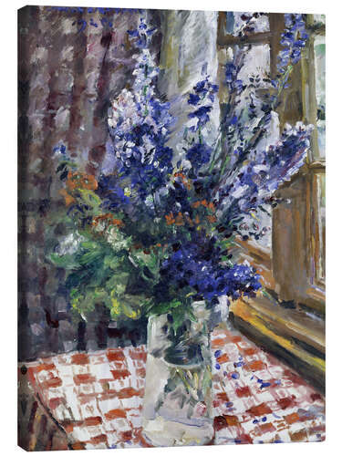 Canvas print Glass vase with Larkspur. 1924