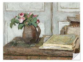 Wall sticker Still life with the artist painting set and a vase with moss roses