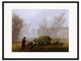 Gerahmter Kunstdruck Spaziergang in der Abenddämmerung (Mann in Betrachtung eines Hühnengrabes)
