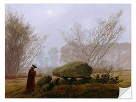 Selvklebende plakat Walk at dusk (man contemplating a megalithic grave)