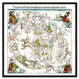 Gerahmter Kunstdruck Karte des nördlichen Sternhimmels