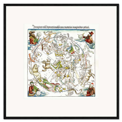 Kunsttryk i ramme Map of northern sky