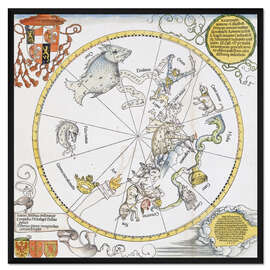 Gerahmter Kunstdruck Karte des südlichen Sternhimmels. 1515