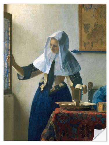 Sisustustarra Young woman with a water jug by the window