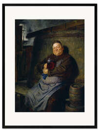 Ingelijste kunstdruk Brother master brewer of beer in the cellar. In 1902.