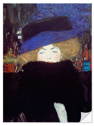 Wall sticker Lady with Hat and Feather Boa