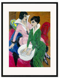 Innrammet kunsttrykk Two women with washbasin; The sisters