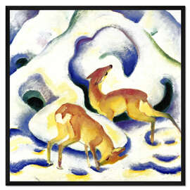 Gerahmter Kunstdruck Rehe im Schnee