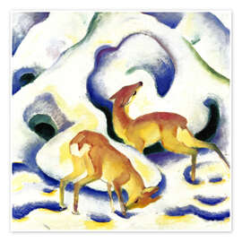 Print  Deer in the snow - Franz Marc