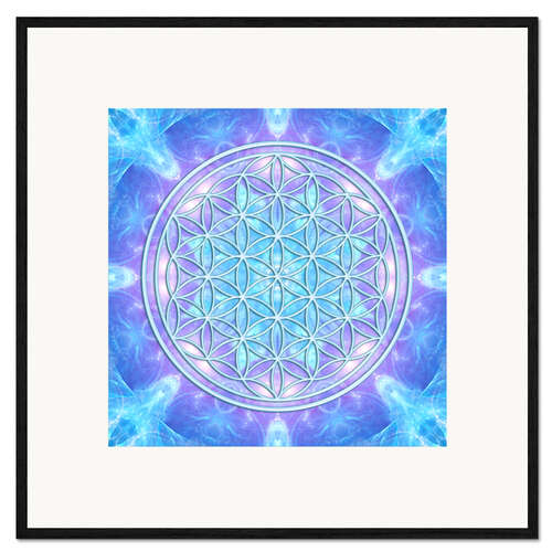 Kehystetty taidepainatus Flower of Life - Dolphin Awareness