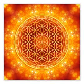 Wall print  Flower of life - golden age - Dolphins DreamDesign