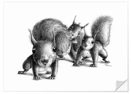 Wall sticker Three squirrels